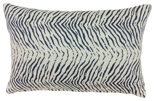 Kravet Fabric Blue And White Zebra Print Decorative Lumbar Pillow