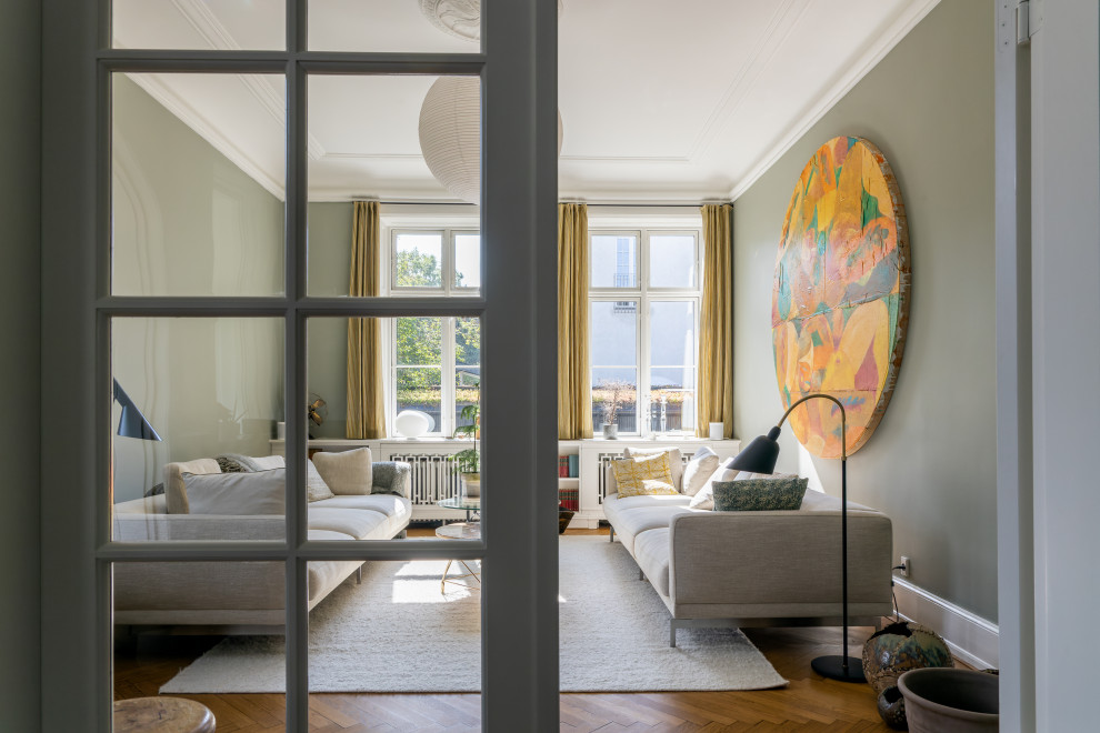 Photo of a transitional living room in Copenhagen.