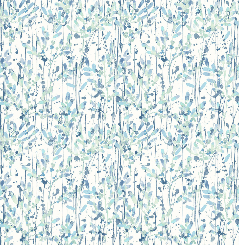 Willow Blue Leaves Wallpaper, Sample - Wallpaper - by Brewster Home