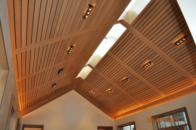 Vaulted Wood Ceiling Living Room Chicago By Eiesland