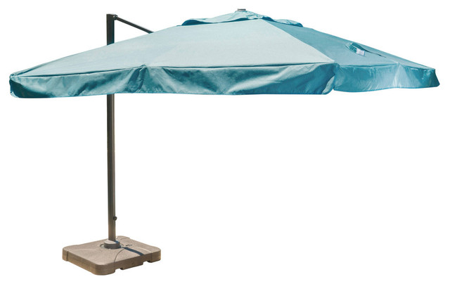 GDF Studio Meridith Outdoor 9.8' Canopy With Black Resin Base, Teal