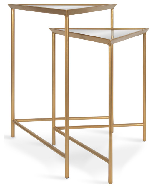 Trena Metal Triangle Nesting End Tables, Gold 2 Piece - Contemporary ...