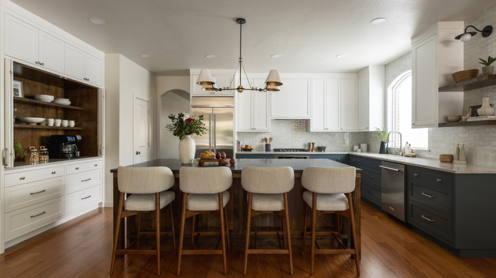 Example of a transitional kitchen design in Austin