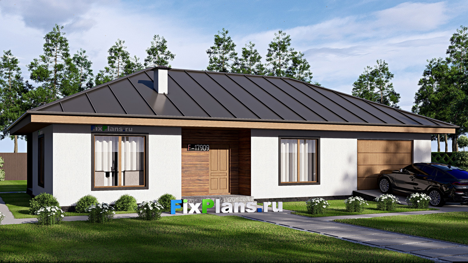 Проект одноэтажного дома 10х18м S149м2 F-17909