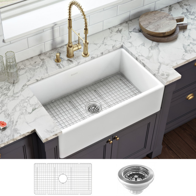 Ruvati 33 X 20 Inch Fireclay Reversible Farmhouse Apron Front Sink