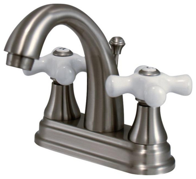 Kingston Brass 6 Dbl Porcelain Cross Handle Bathroom Faucet