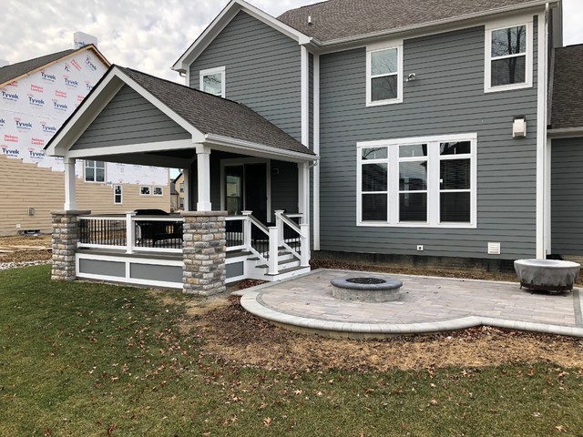 Lewis Center Oh Covered Porch And Patio With Custom Fire Pit