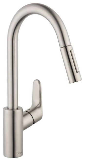 Hansgrohe 04505 Focus 1.75 GPM Pull-Down Kitchen Faucet HighArc - Steel Optik