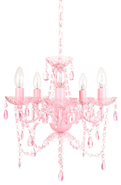 5 Bulb Chandelier, Pink