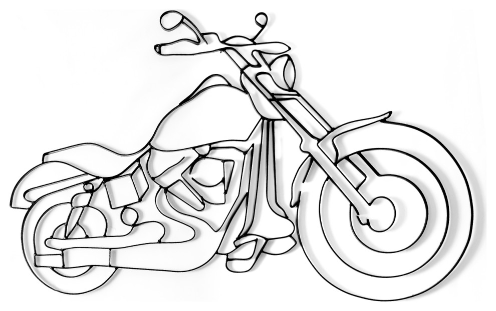 Motorcycle Bike Chopper Wrought Iron Black Metal Steel Wall Art Sculpture HD 