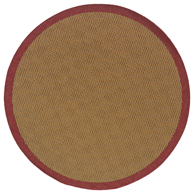 Oriental Weavers Lanai 525o8 Beige Red Border Area Rug 7 10 Round