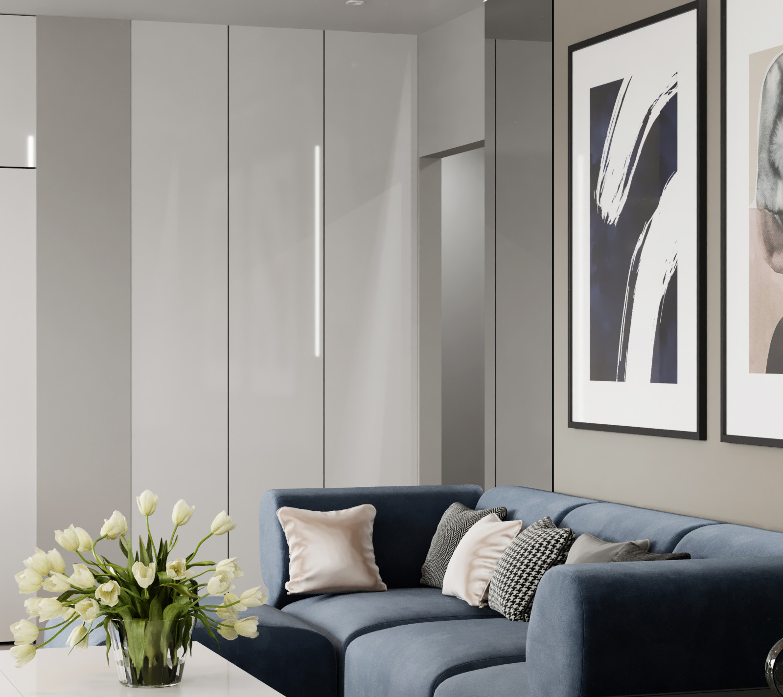 Современная лаконичная гостиная