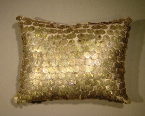 Hazelnut New Orleans Gold Coin Pillow