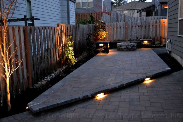 Paver Patio, Seat Wall, Fire Pit, Outdoor Lighting ...