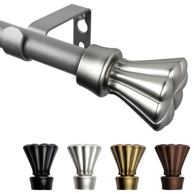 Pasha 5/8" Curtain Rod Satin Nickel, 4884" Traditional Curtain