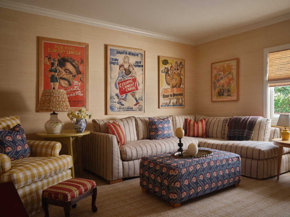 Example of a classic family room design in Los Angeles