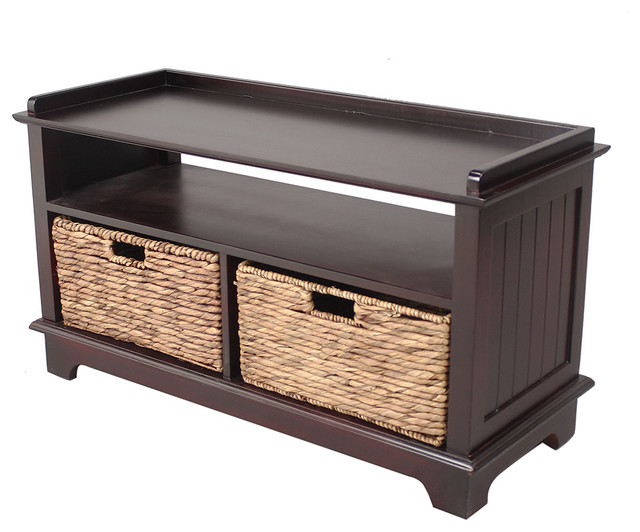 Entertainment With 2 Hyacinth Storage Baskets, Wood MDF, Water