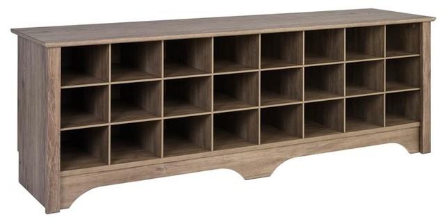 Prepac 60 Shoe Cubby Bench In Drifted Gray Transitional Shoe Cubby Bench In Drifted Gray