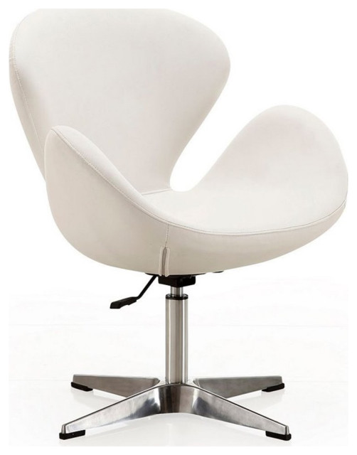 Manhattan Comfort Raspberry Faux Leather Height Adjustable Chair in White