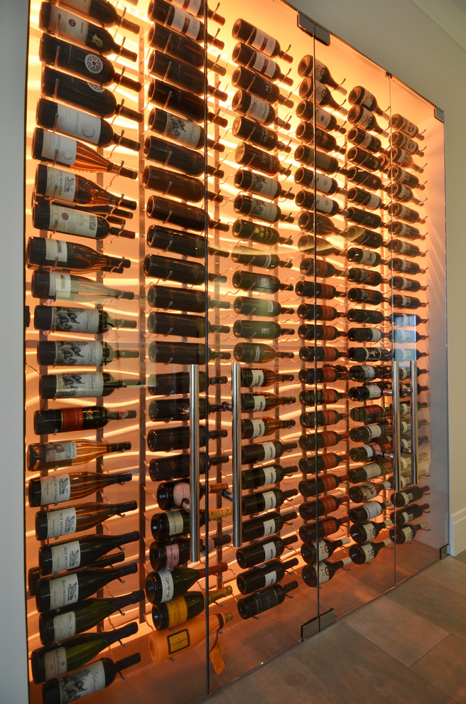 This is an example of a modern wine cellar in Vancouver.