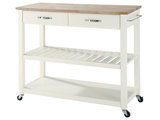 Natural Wood Top Kitchen Cart/Island With Optional Stool Storage ...