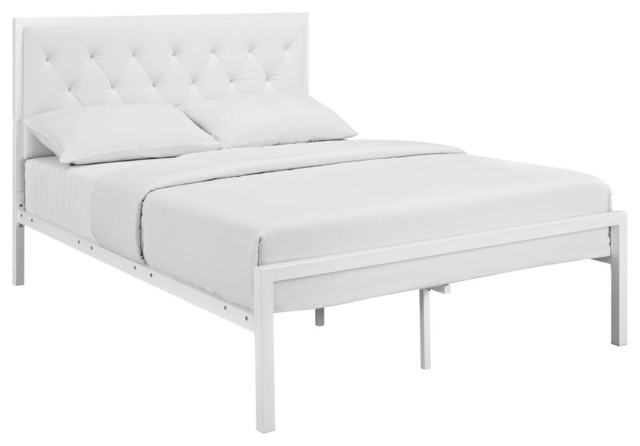 Modern Contemporary Vinyl Bed Frame Champagne Faux Leather Full Modern Contemporary Vinyl Bed Frame