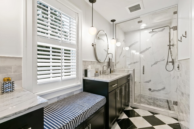 Globally Influenced Remodel transitional-bathroom