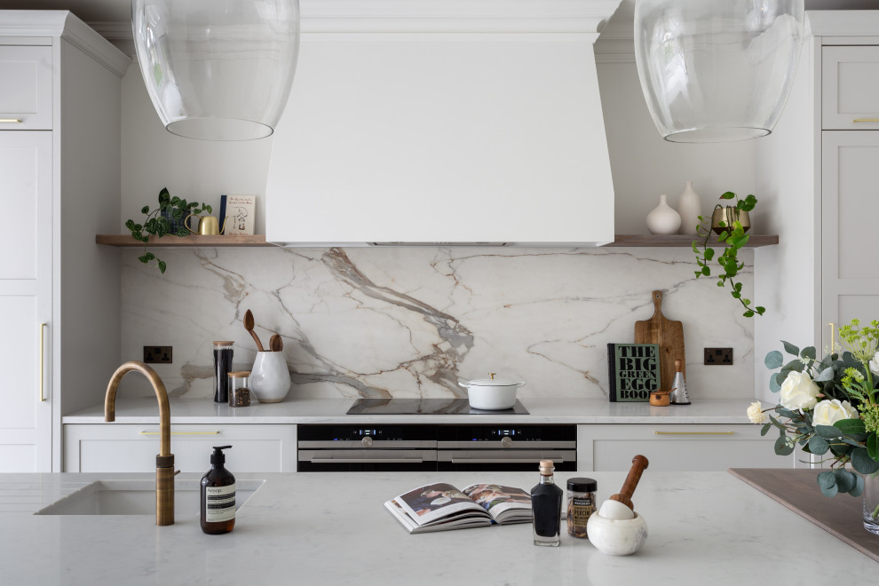 Design ideas for a traditional kitchen in Other with shaker cabinets and quartz worktops.