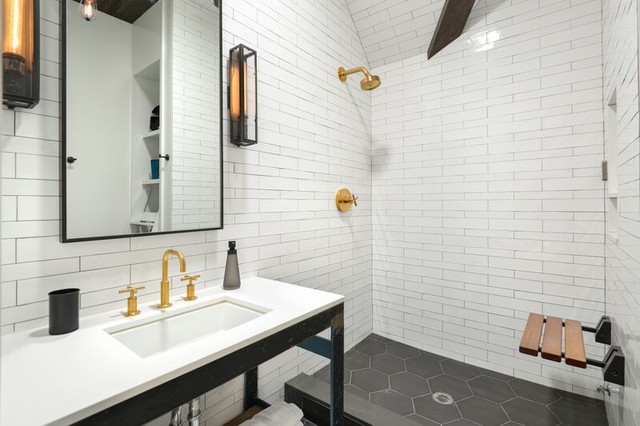 Church conversion contemporary-bathroom