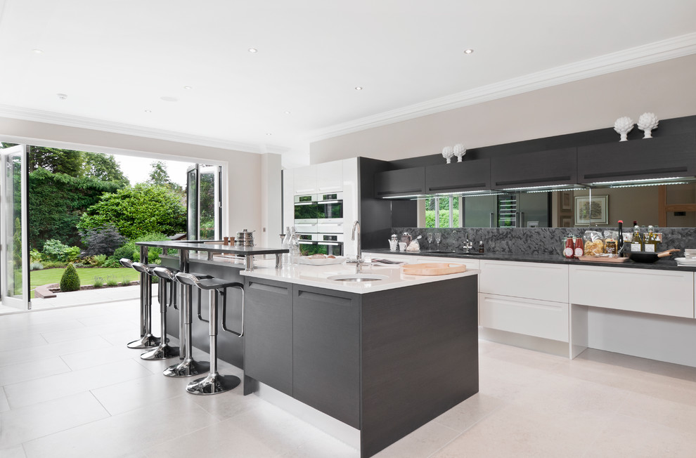 Contemporary kitchen in Berkshire with stainless steel appliances.