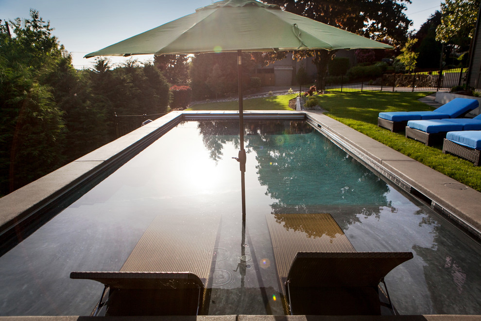 Inspiration for a contemporary pool remodel in Portland