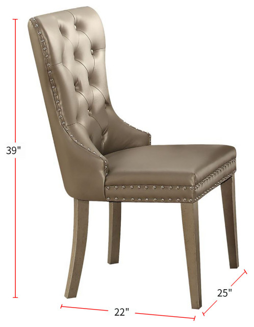 Kacela Synthetic Leather Side Chair Set of 2 - Champagne main image 1