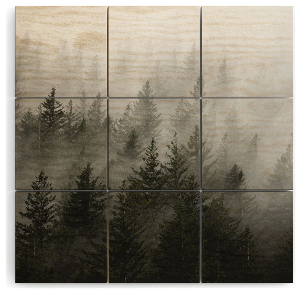 Nature Magick Foggy Fir Forest Fantasy Wood Wall Mural