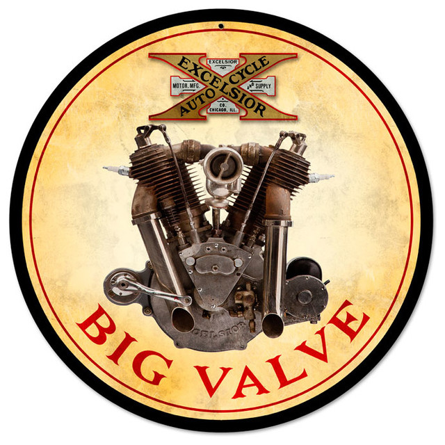 Big Valve Engine Vintage Metal Sign