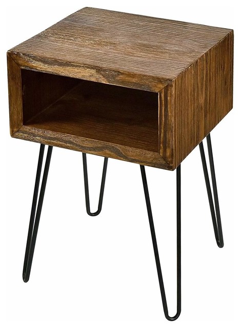 Welland Solid Pine Wood Nightstand - Industrial - Nightstands And ...