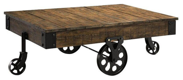Natural Reclaimed Industrial Cart Table, 47"