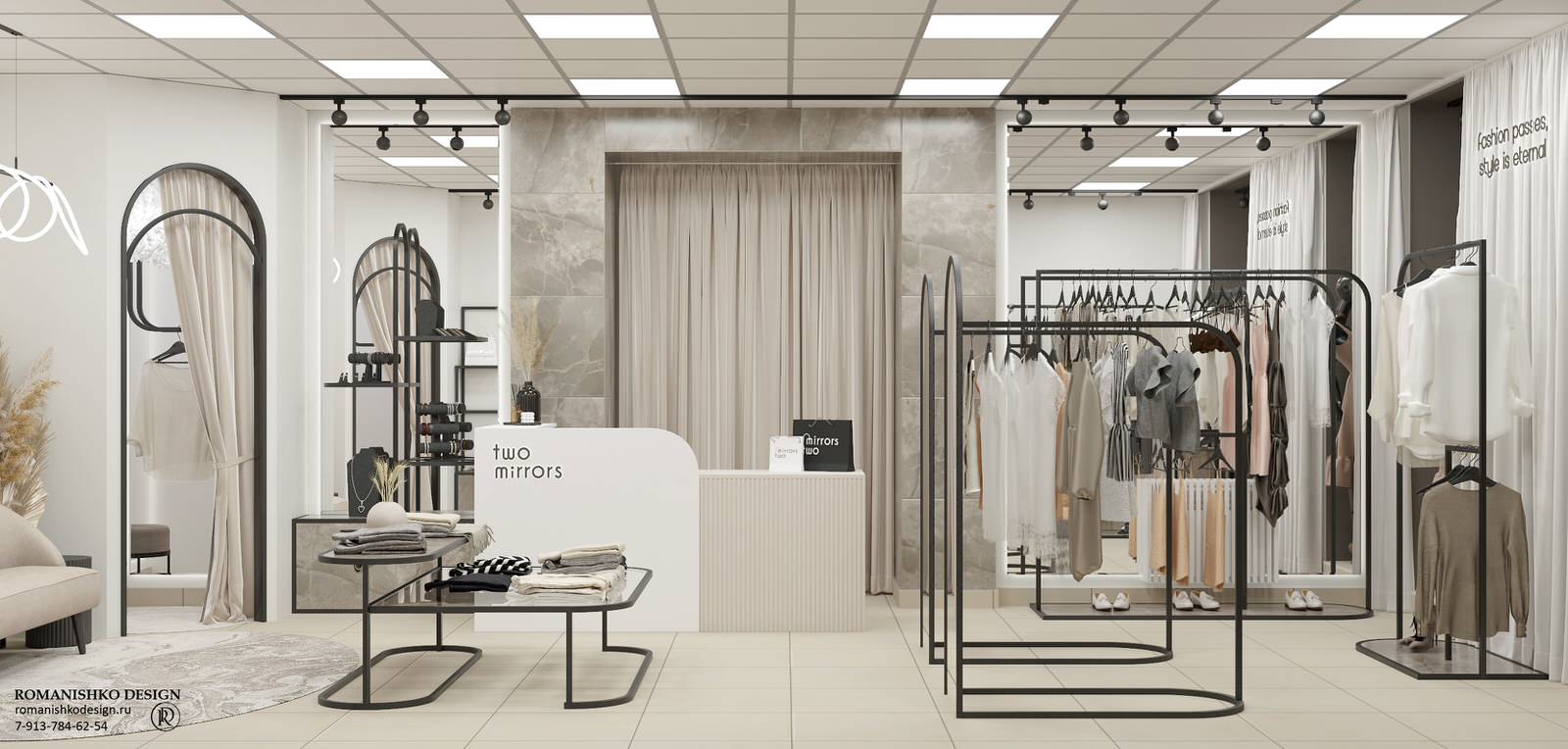 Дизайн выставочного зала шоурума женской одежды