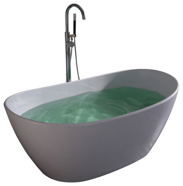ADM White Solid Surface Stone Resin Bathtub Contemporary Bathtubs