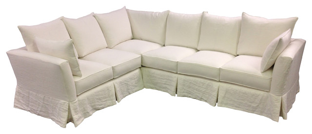 Slipcovered and Skirted Ivory Sectional