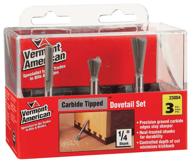 Vermont American 23004 3 Piece Dovetail Router Bit Set