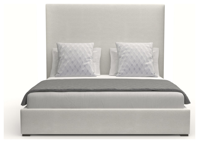 Nativa Interiors Moyra Plain Bed, Off White, Queen, Headboard: Medium