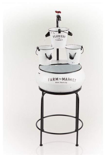 White Enamel Farm to Market Tabletop Fountain
