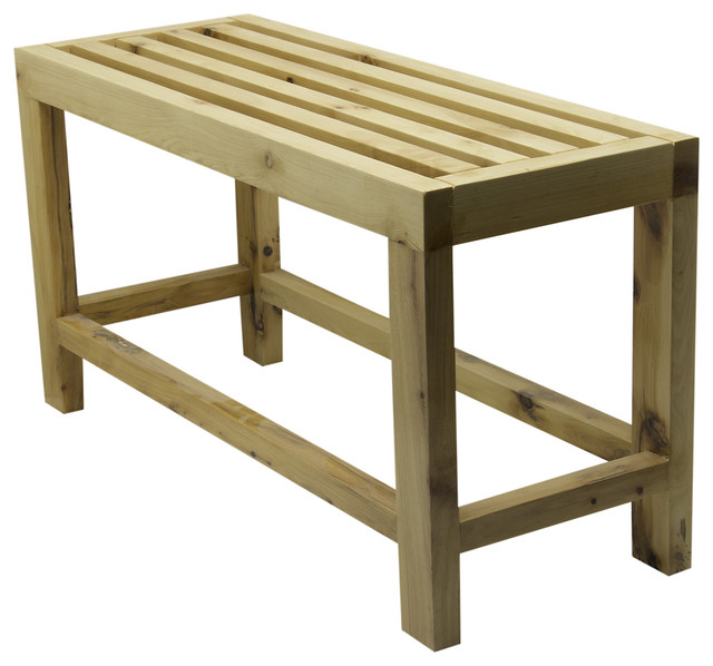 26 Solid Wood Slated Single Person Sitting Bench Rustic