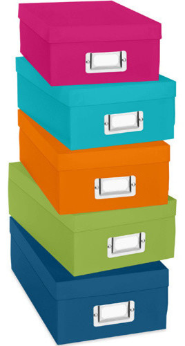 colorful storage boxes