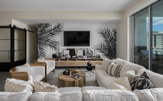 Black & White Penthouse - Contemporary - Living Room - Tampa - by ...