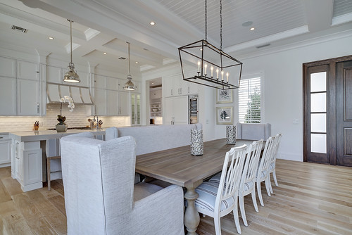 transitional dining room with simplified coach light chandelier cheap and stylish lighting