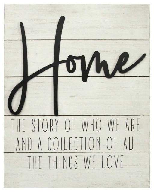 "Home" White Wood Metal Wall Decor Farmhouse Wall Accents by