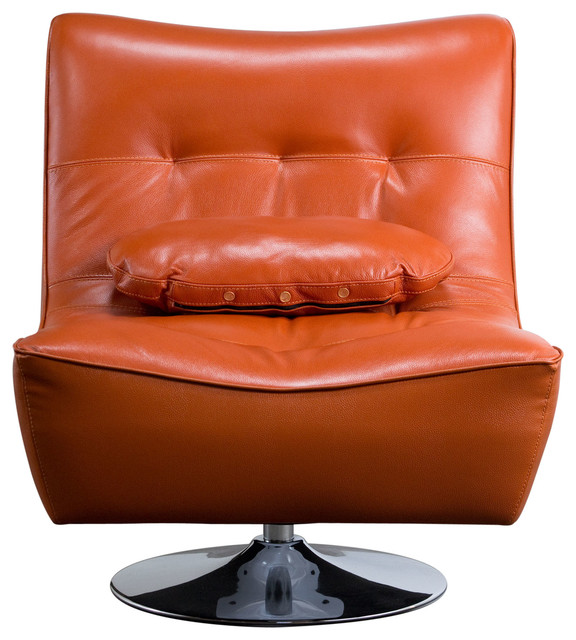 Diamond Sofa Ultimate Swivel Armless Chair in Orange