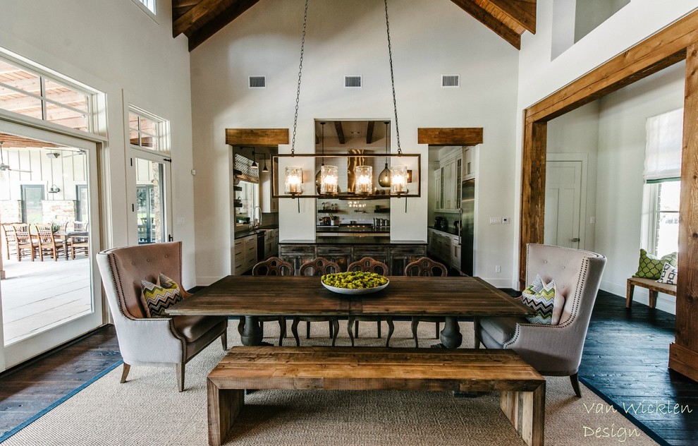 Photo of a transitional dining room in Austin.