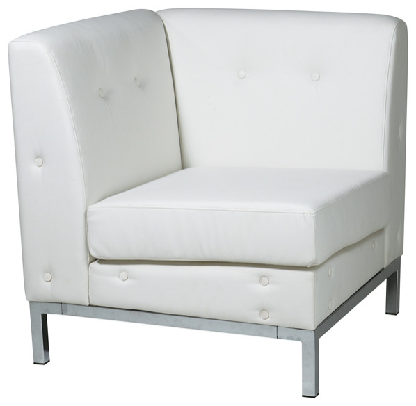 Wallstreet Corner Chair in White Faux Leather Contemporary